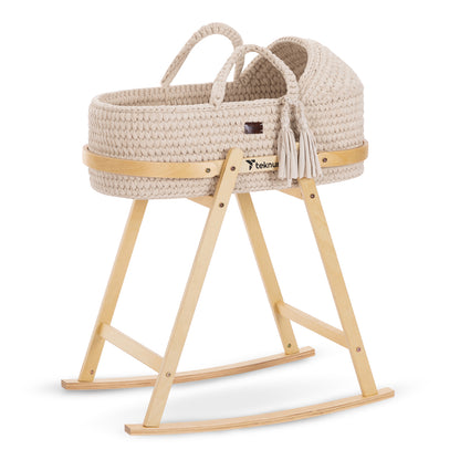 TEKNUM Moses Rope Basket with Stand - Natural Wood