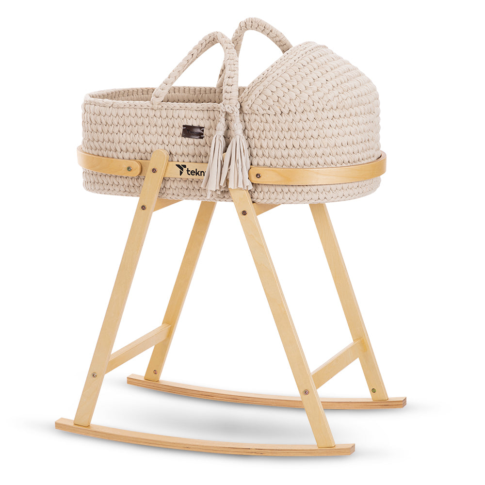 TEKNUM Moses Rope Basket with Stand - Natural Wood