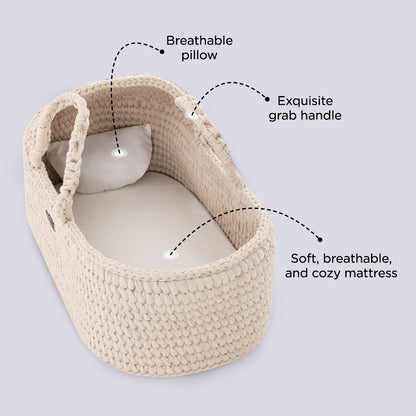 TEKNUM Moses Rope Basket with Stand - Natural Wood