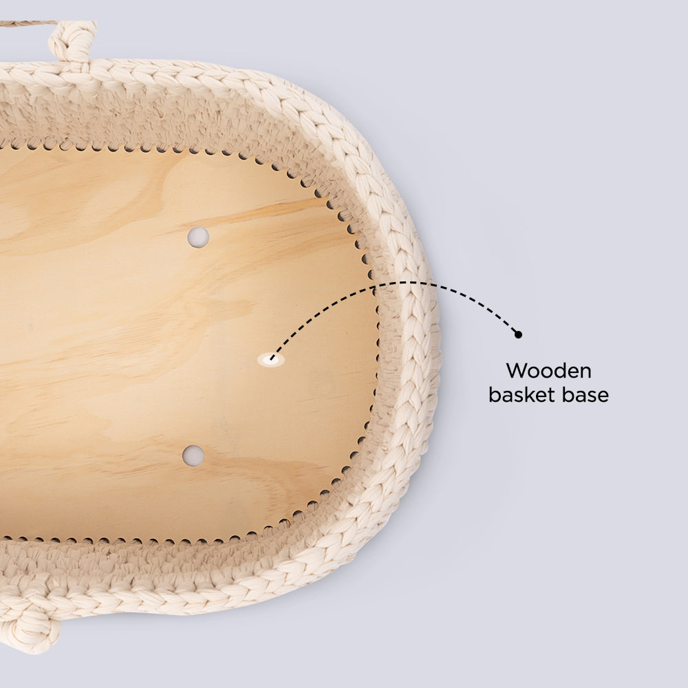 TEKNUM Moses Rope Basket with Stand - Natural Wood