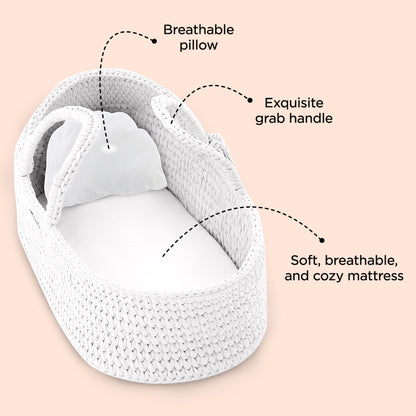 TEKNUM Moses Rope Basket with Stand - White
