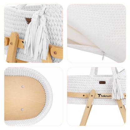 TEKNUM Moses Rope Basket with Stand - White