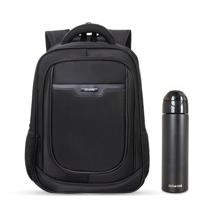 Eazy Kids 16” School Backpack with Laptop Sleeve & 640ml Insulated Stainless Steel Spray Water Bottle Set – Black