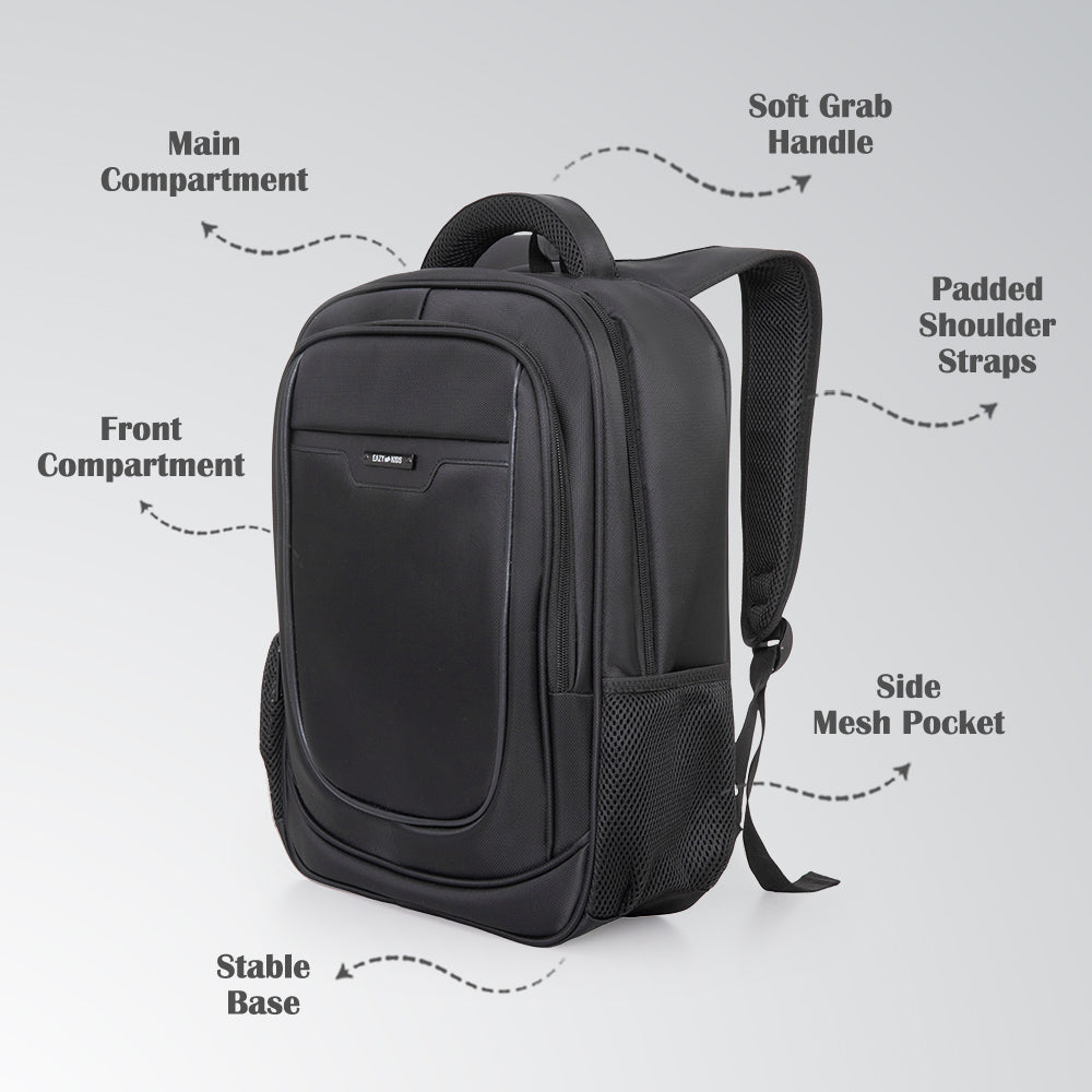 Eazy Kids 16” School Backpack with Laptop Sleeve & 640ml Insulated Stainless Steel Spray Water Bottle Set – Black