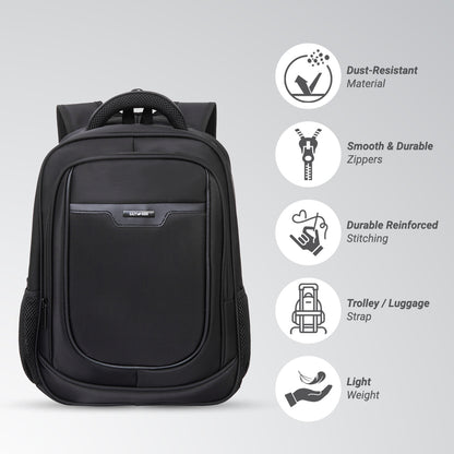 Eazy Kids 16” School Backpack with Laptop Sleeve & 640ml Insulated Stainless Steel Spray Water Bottle Set – Black