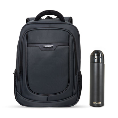Eazy Kids 16” School Backpack with Laptop Sleeve & 640ml Insulated Stainless Steel Spray Water Bottle Set – Grey