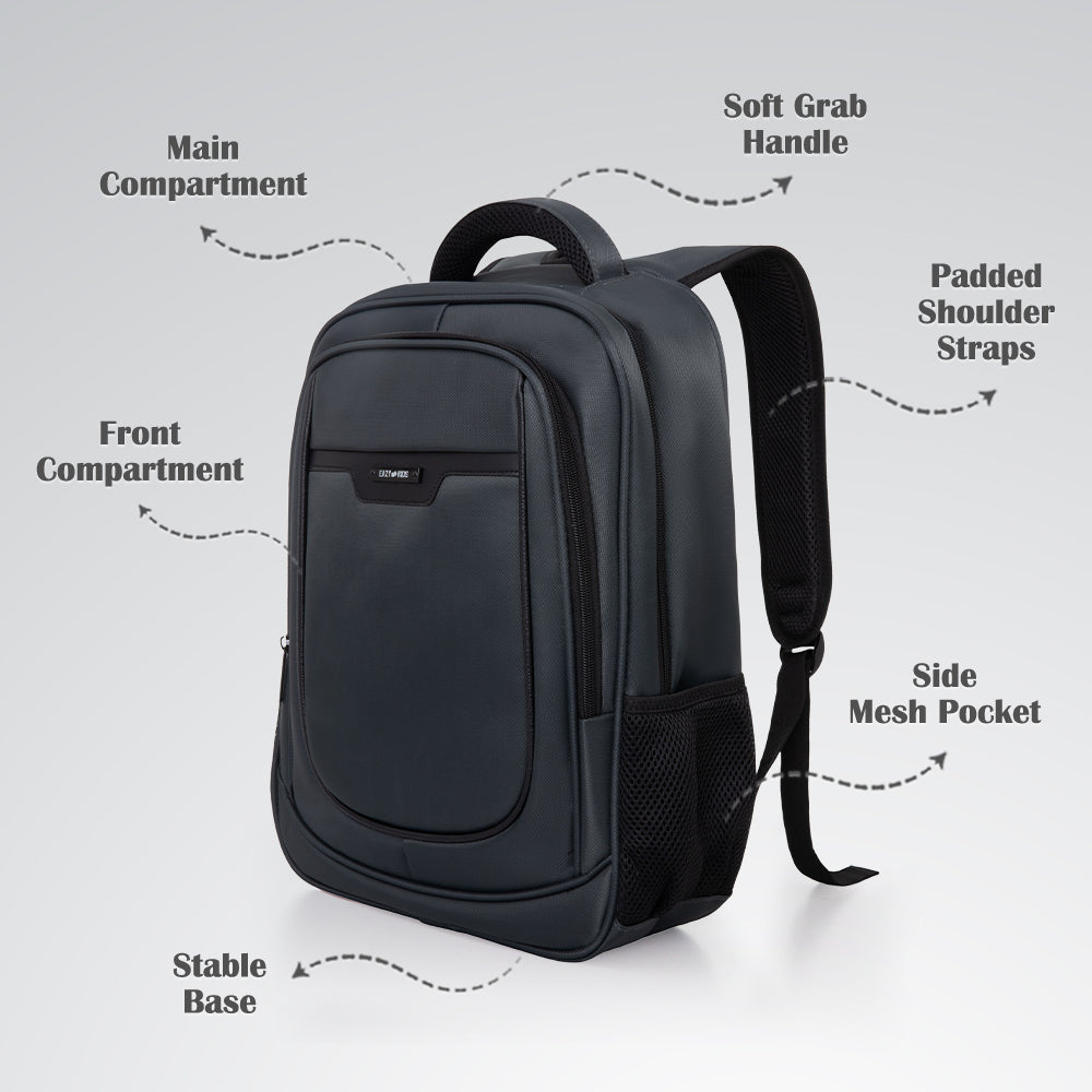 Eazy Kids 16” School Backpack with Laptop Sleeve & 640ml Insulated Stainless Steel Spray Water Bottle Set – Grey