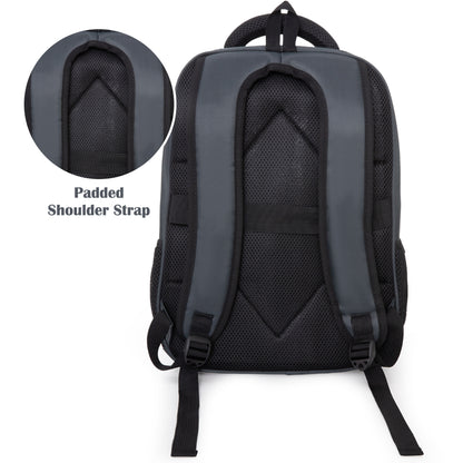 Eazy Kids 16” School Backpack with Laptop Sleeve & 640ml Insulated Stainless Steel Spray Water Bottle Set – Grey