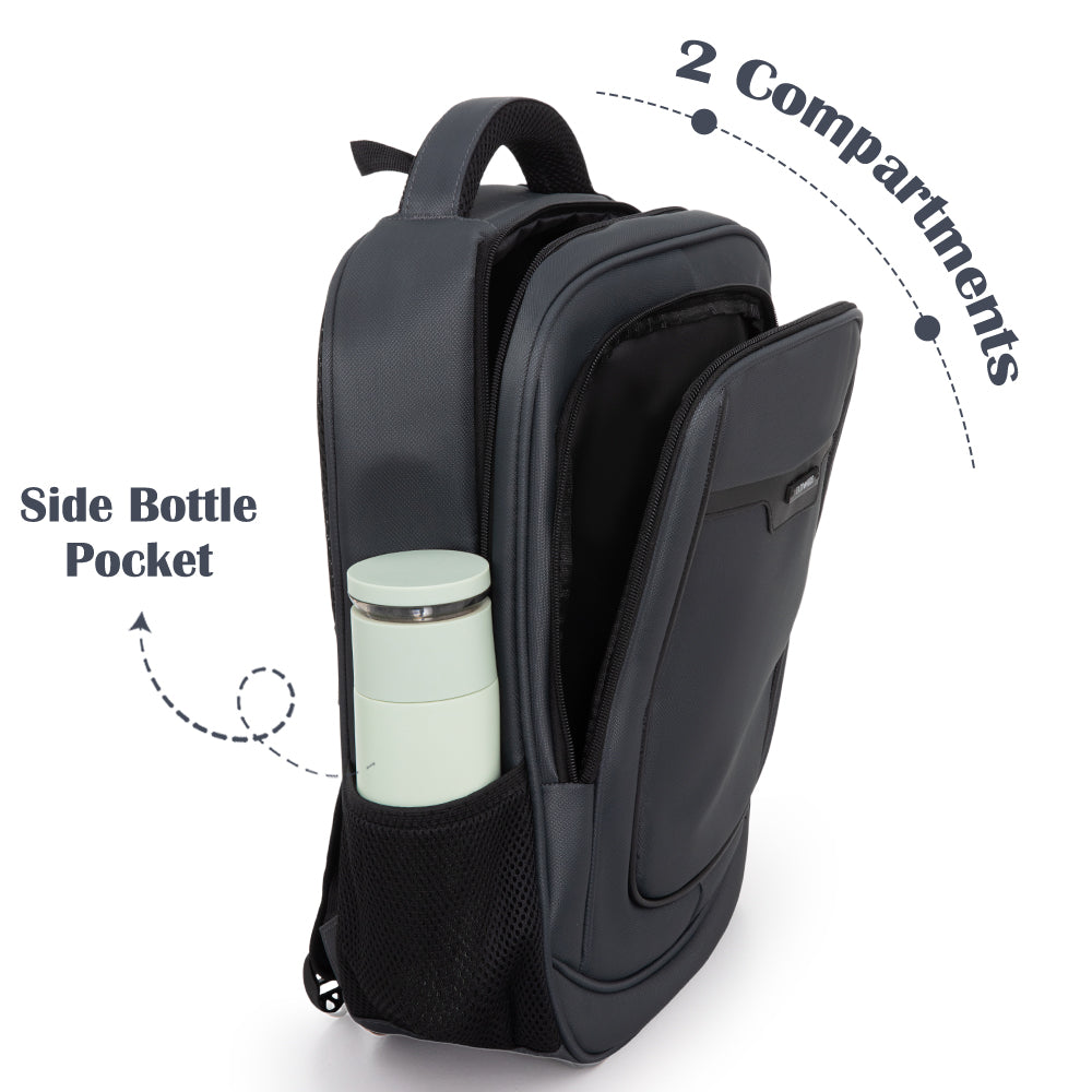 Eazy Kids 16” School Backpack with Laptop Sleeve & 640ml Insulated Stainless Steel Spray Water Bottle Set – Grey