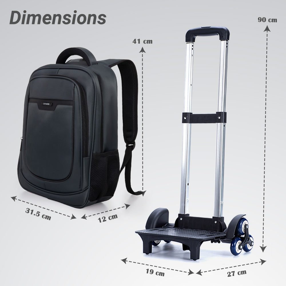 Eazy Kids 16inch Backpack w/ Universal School Bag Trolley – Grey