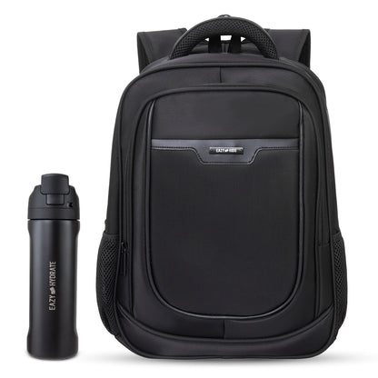 Eazy Kids 16” Backpack with laptop sleeve w/ Stainless Steel Water Bottle 710ml – Black
