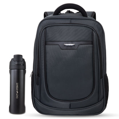 Eazy Kids 16” Backpack w/ Stainless Steel Water Bottle 710ml – Grey