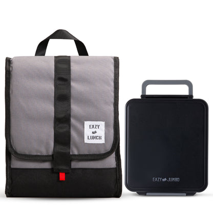 Eazy Kids Insulated Lunch Bag w/ Jumbo Bento Lunch Box – Midnight Black