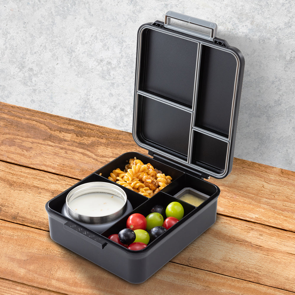 Eazy Kids Insulated Lunch Bag w/ Jumbo Bento Lunch Box – Midnight Black