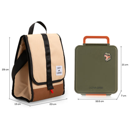 Eazy Kids Insulated Lunch Bag w/ Jumbo Bento Lunch Box – Green