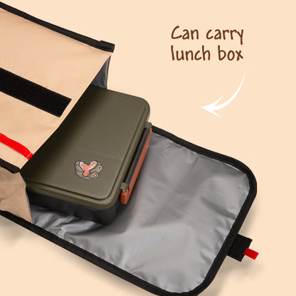 Eazy Kids Insulated Lunch Bag w/ Jumbo Bento Lunch Box – Green