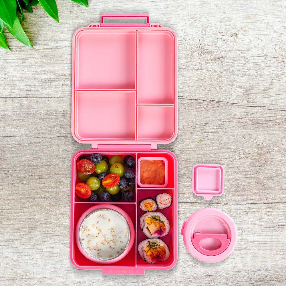Eazy Kids Insulated Lunch Bag w/ Jumbo Bento Lunch Box – Pink
