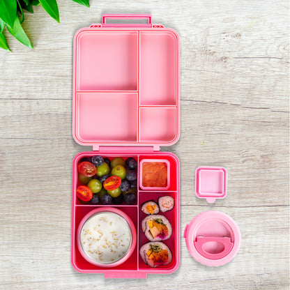 Eazy Kids Insulated Lunch Bag w/ Jumbo Bento Lunch Box – Pink