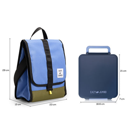 Eazy Kids Insulated Lunch Bag w/ Jumbo Bento Lunch Box – Grey