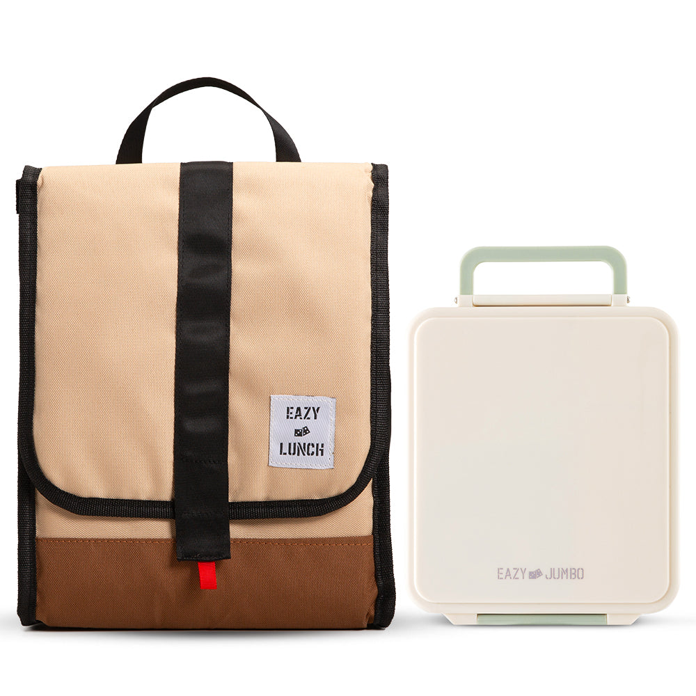 Eazy Kids Insulated Lunch Bag w/ Jumbo Bento Lunch Box – Ivory