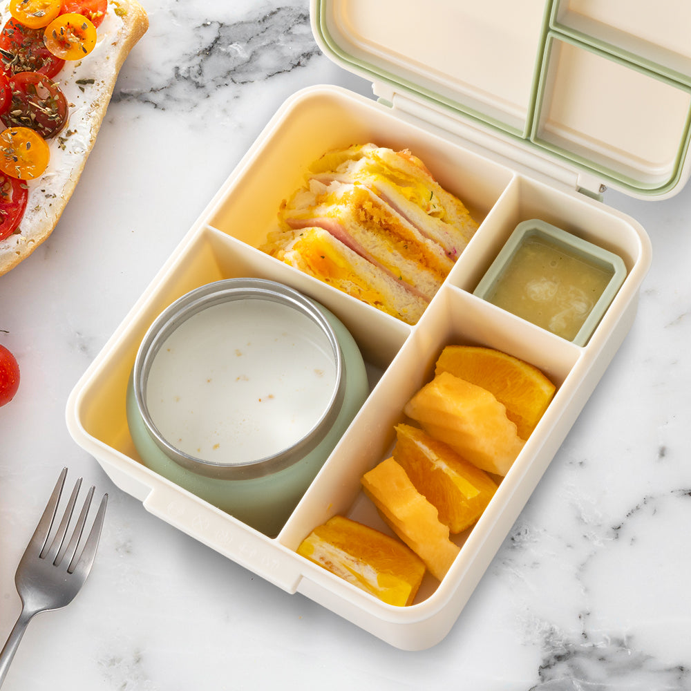 Eazy Kids Insulated Lunch Bag w/ Jumbo Bento Lunch Box – Ivory