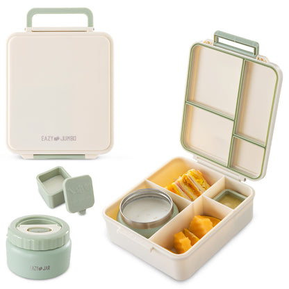 Eazy Kids Insulated Lunch Bag w/ Jumbo Bento Lunch Box – Ivory