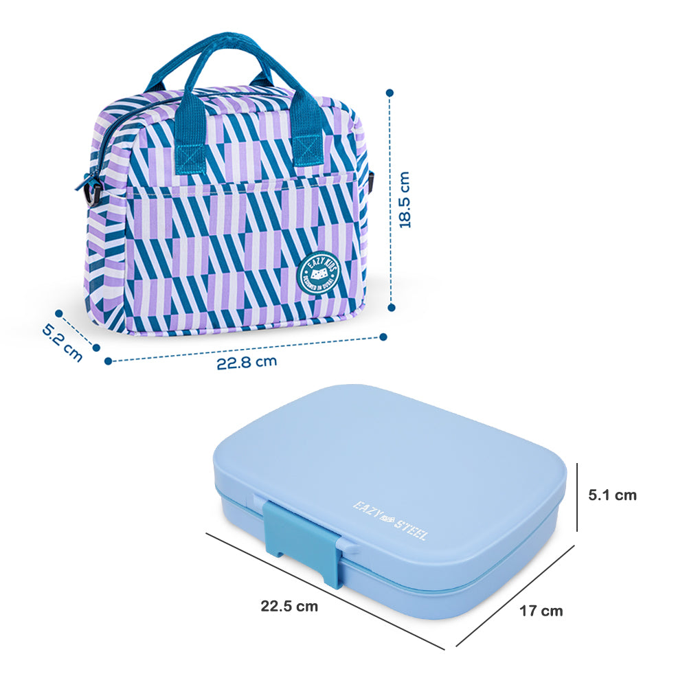 Eazy Kids Premium Stainless Steel Lunch Box 710ml w/ Insulated Lunch Bag – Blue