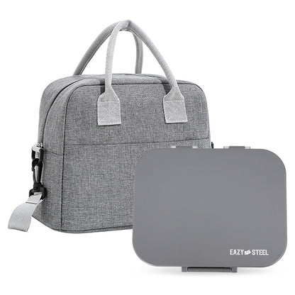 Eazy Kids Premium Stainless Steel Lunch Box w/ Insulated Lunch Bag – Grey