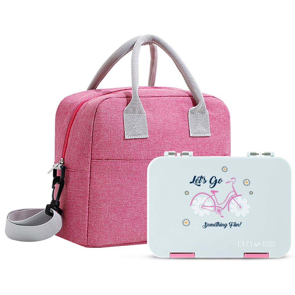 Eazy Kids 4 Compartment Bento Lunch Box w/ Insulated Lunch Bag – Bicycle Mint