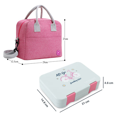 Eazy Kids 4 Compartment Bento Lunch Box w/ Insulated Lunch Bag – Bicycle Mint