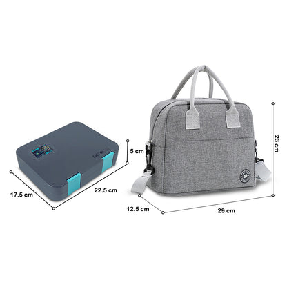 Eazy Kids Convertible Bento Lunch Box w/ Insulated Lunch Bag – Game ON Grey