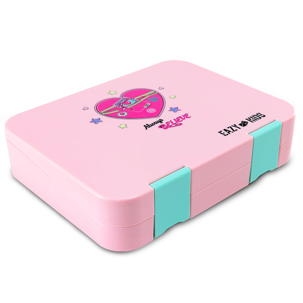 Eazy Kids Convertible Bento Lunch Box w/ Insulated Lunch Bag – Always Believe Pink