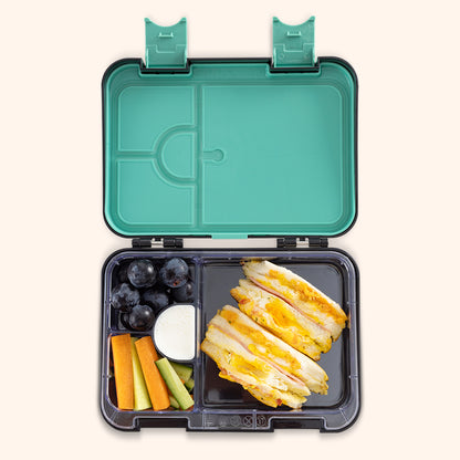 Eazy Kids 4 Compartment Bento Lunch Box w/ Insulated Lunch Bag – Gamer Black