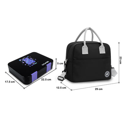 Eazy Kids Convertible Bento Lunch Box w/ Insulated Lunch Bag – Teddy Black