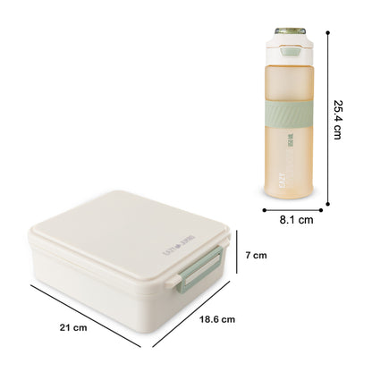 Eazy Kids Jumbo Bento Lunch Box w/ Tritan Water Bottle 850ml – Ivory