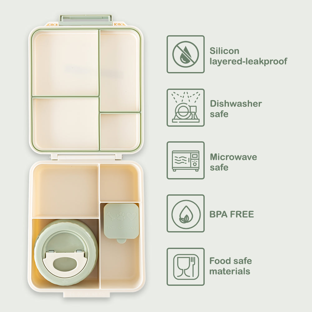 Eazy Kids Jumbo Bento Lunch Box w/ Tritan Water Bottle 850ml – Ivory