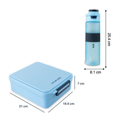 Eazy Kids Jumbo Bento Lunch Box w/ Tritan Water Bottle 850ml – Ice Blue Blast