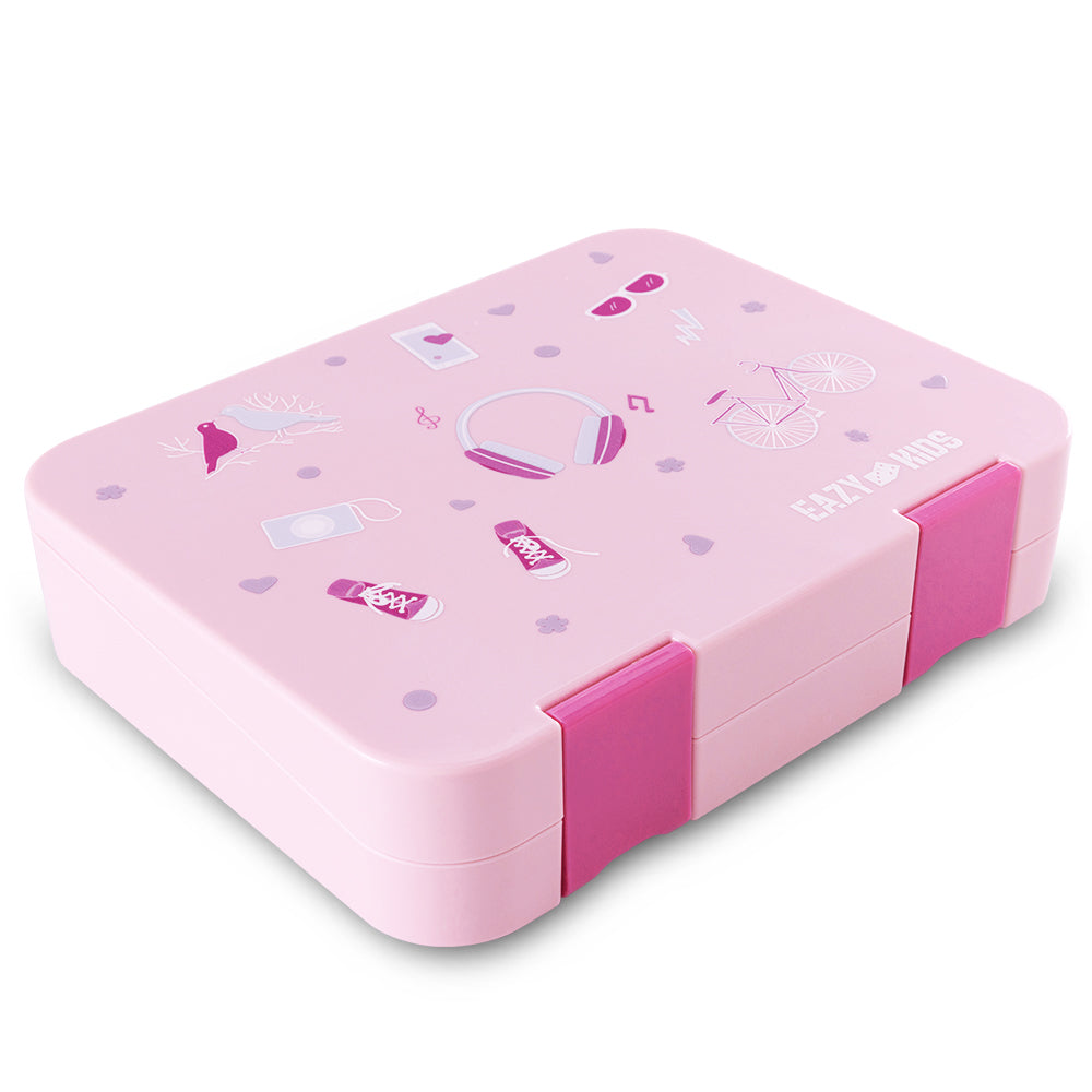Eazy Kids Convertible Bento Lunch Box w/ Insulated Stainless Steel Water Bottle 640ml – Life Pink