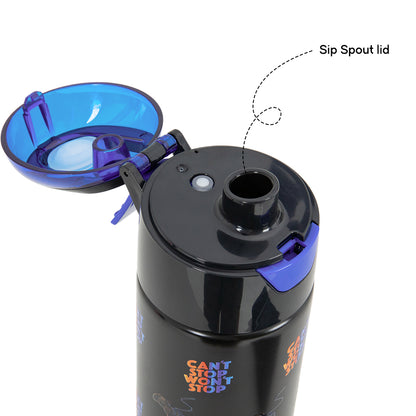 Eazy Kids Convertible Bento Lunch Box w/ Insulated Stainless Steel Water Bottle 640ml – Gamer Black