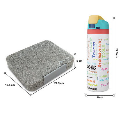 Eazy Kids Convertible Bento Lunch Box w/ Stainless Steel Water Bottle 710ml – Glitter Ivory