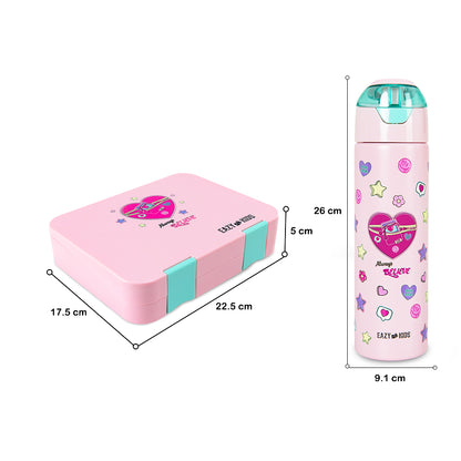 Eazy Kids Convertible Bento Lunch Box w/ Insulated Stainless Steel Water Bottle 640ml – Always Believe Pink