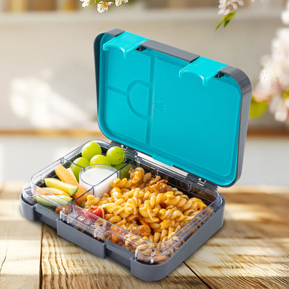 Eazy Kids 4 Compartment Bento Lunch Box w/ Flip Top Water Bottle 750ml – Urban Grey