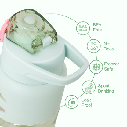 Eazy Kids 4 Compartment Bento Lunch Box w/ Flip Top Water Bottle 750ml – Bicycle Mint