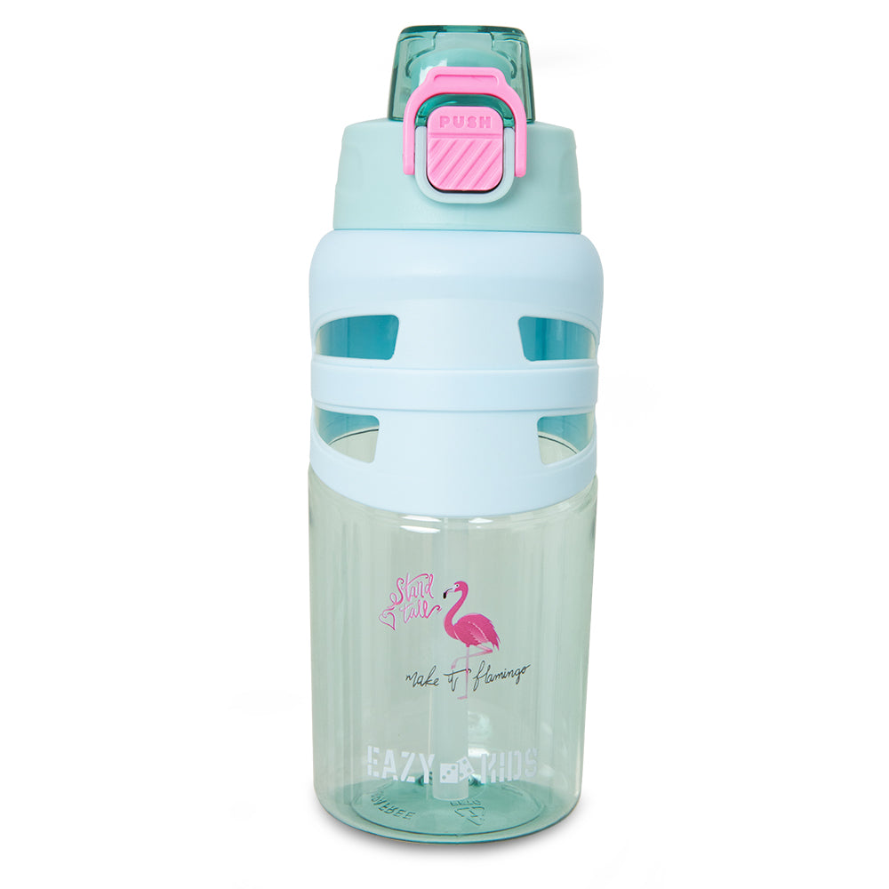 Eazy Kids 4 Compartment Bento Lunch Box w/ Flip Top Water Bottle 750ml – Flamingo Aqua