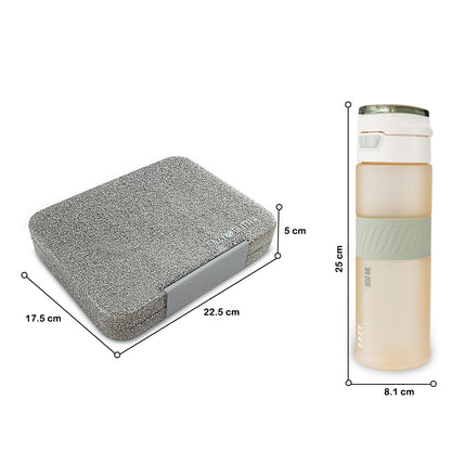 Eazy Kids Convertible Bento Lunch Box w/ Tritan Water Bottle 850ml – Glitter Ivory