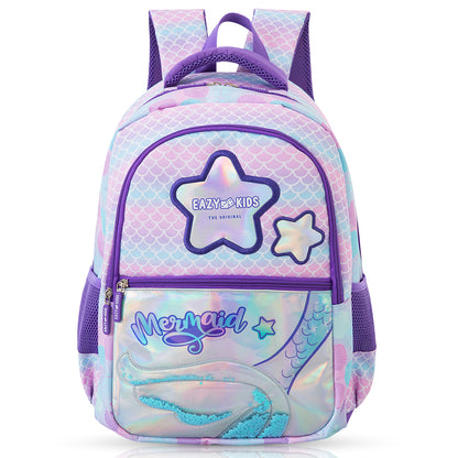 Eazy Kids 16” Trolley School Bag Set of 3 w/ Universal School Bag Trolley–Backpack, Lunch Bag & Pencil Case, Purple