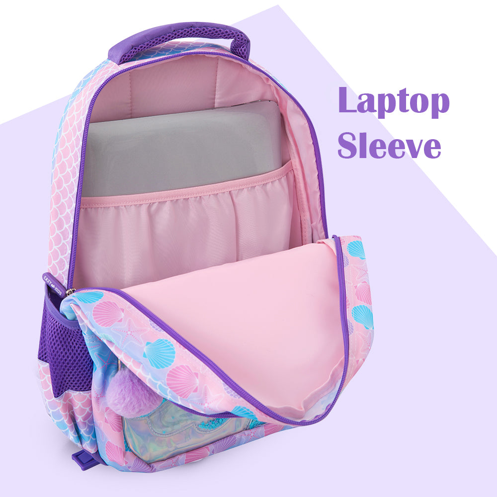 Eazy Kids 16” Trolley School Bag Set of 3 w/ Universal School Bag Trolley–Backpack, Lunch Bag & Pencil Case, Purple
