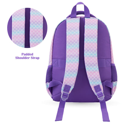 Eazy Kids 16” Trolley School Bag Set of 3 w/ Universal School Bag Trolley–Backpack, Lunch Bag & Pencil Case, Purple