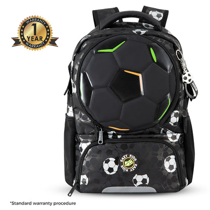 Eazy Kids Footballer Backpack Set w/ Complimentary Football & 4-Wheel School Bag Trolley – Black