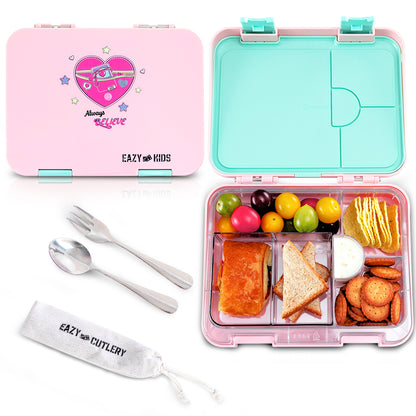 Eazy Kids 17inch School Bag Set of 3 w/ Insulated Water Bottle & Convertible Bento Lunch Box – Always Believe Pink